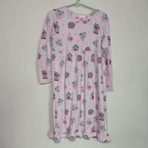 Hanna Andersson Dreamy Night Gown Long-Sleeve Pink Winter Bird Print Size 100/4
